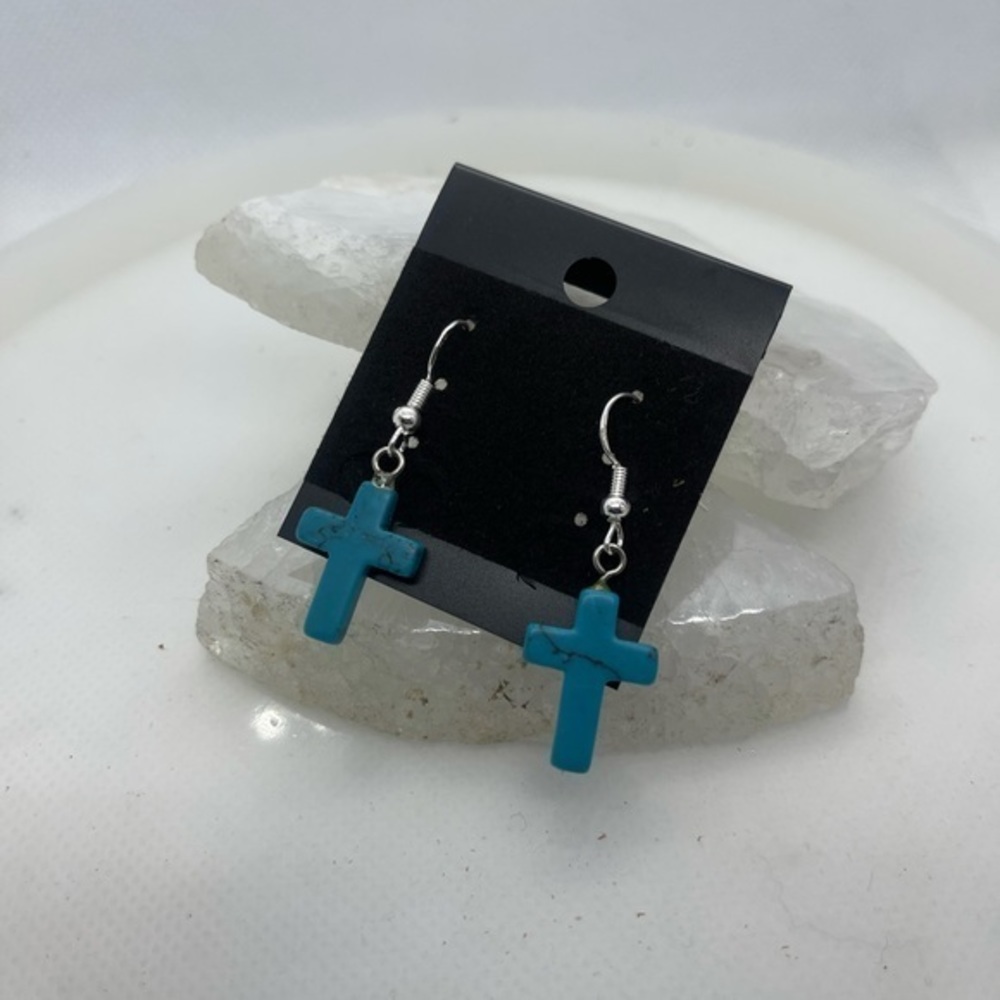 Turquoise Cross Earrings